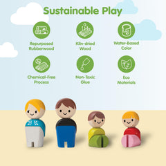 PlanToys PlanWorld family children figures ready for pretend city adventures.