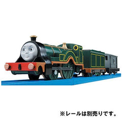 Plarail Thomas TS-13 Emily train, side view, portable toy for kids' storytelling adventures.