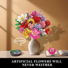 PLAXSOON Flower Bouquet Building Set lilies for an elegant centerpiece.
