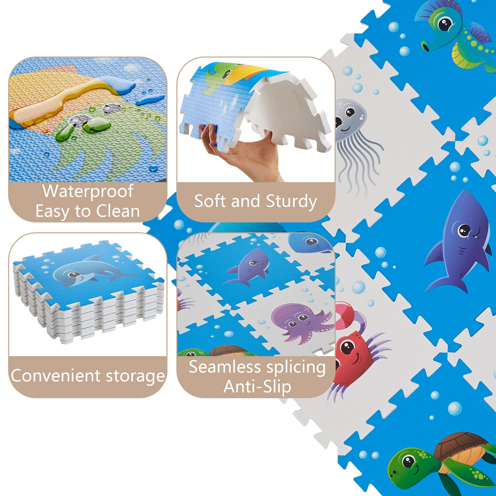 Play 10 baby mat with waterproof surface for easy wipe-clean after spills.