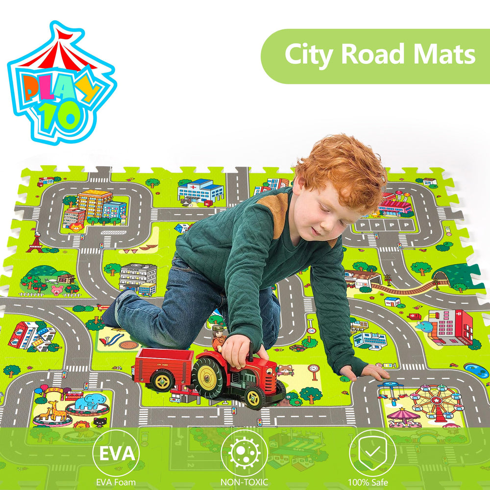 PLAY 10 City Road Track tile school scene, colorful learning through play