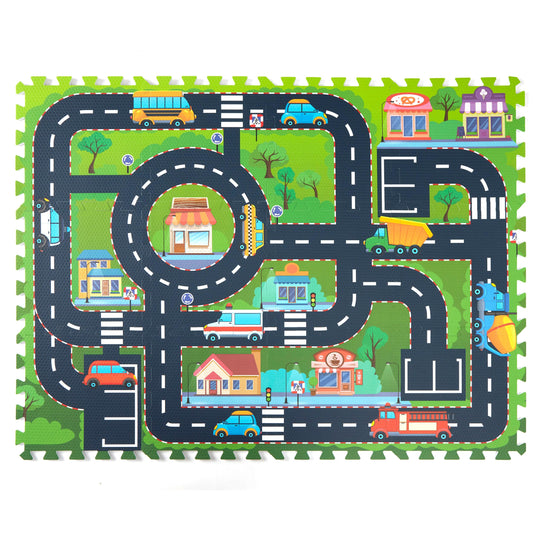 PLAY 10 foam play mat city roads tiles for safe crawling and imaginative play
