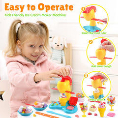 PLAY 2 in 1 Color Dough Kid using ice cream machine for hands-on fun.