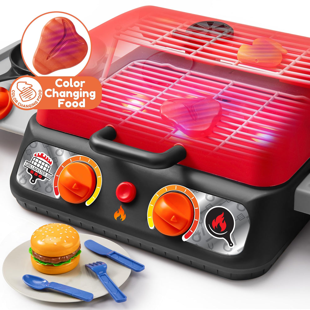 Play-Act grill LED lights illuminate pretend cookouts and scenarios