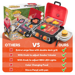 Play-Act grill slide-out serving area supports sharing meals