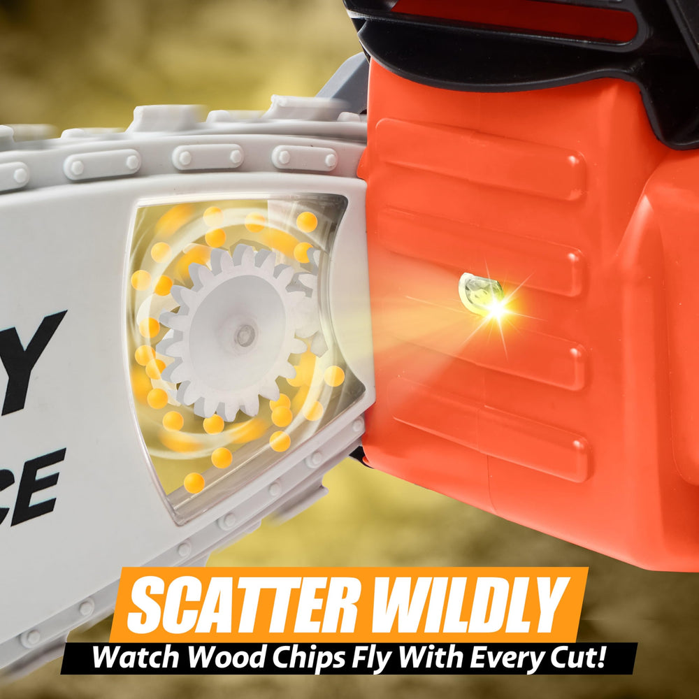Play-Act Mighty Force chainsaw toy easy grip handle designed for toddlers