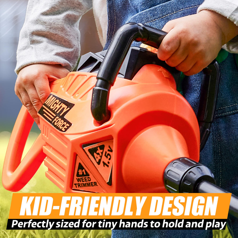 Play-Act weed trimmer with enlarged grip handle for small hands