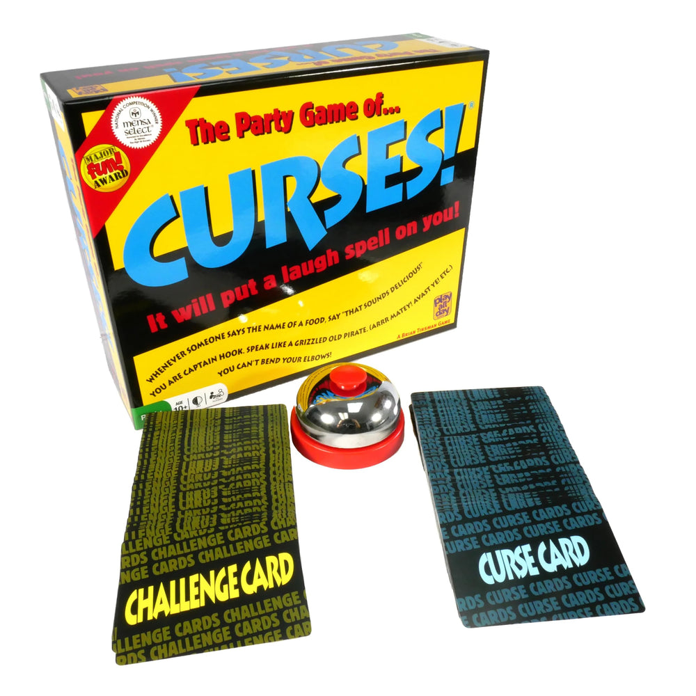 Play All Day Games Curses card action scene for lively party fun.