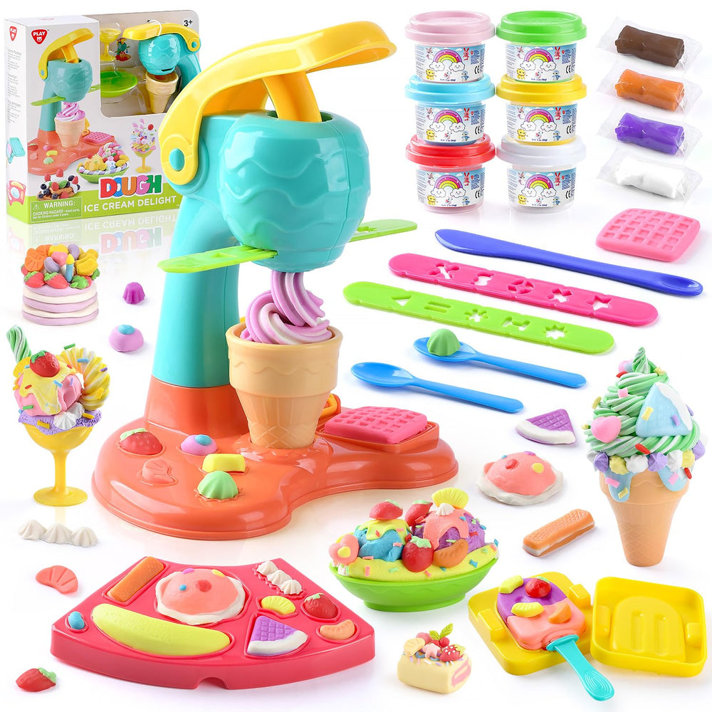 PLAY clay dough ice cream maker helps kids create imaginative treats with safe, colorful dough.