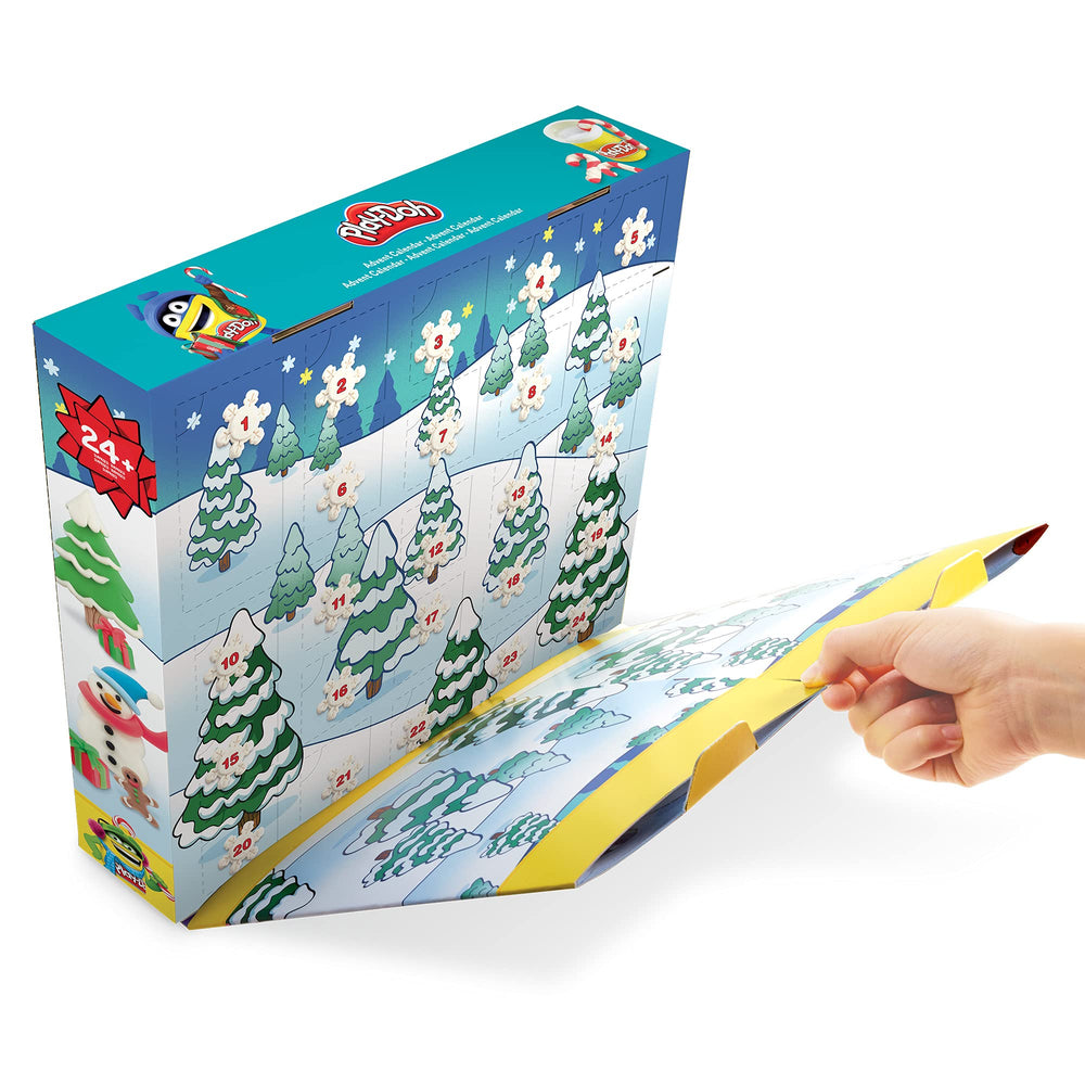 Play-Doh Advent Calendar colorful cans ready for crafting.