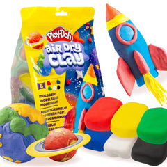 Play-Doh Air-Dry Clay six-color pack for quick, colorful crafts with easy setup.