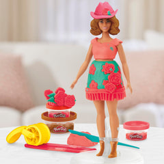Barbie dress-up scene shows colorful, customizable fashion designs.