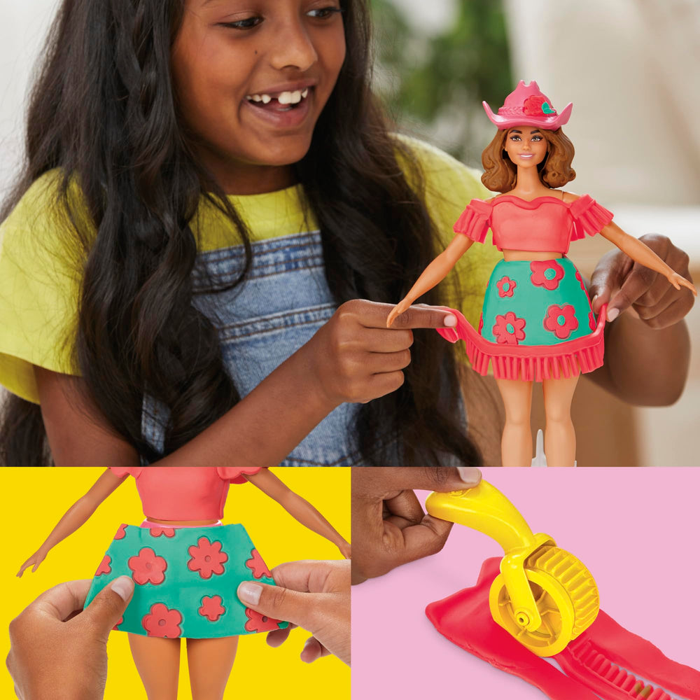 Play-Doh Barbie hair mold helps create cute, wavy hairstyles for styling fun.