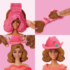 Pattern sheet demonstrates pretend fabric designs for Barbie outfits with Play-Doh.