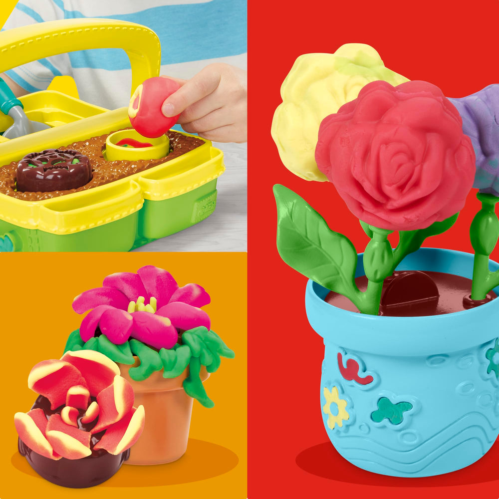 Play-Doh Blooming Flowers book-mold adds extra flower shapes for diverse crafts.