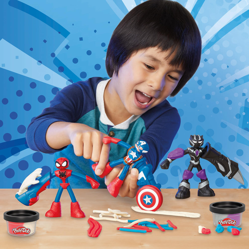 Play-Doh Captain America action figure with shield stamper supports hands on creativity
