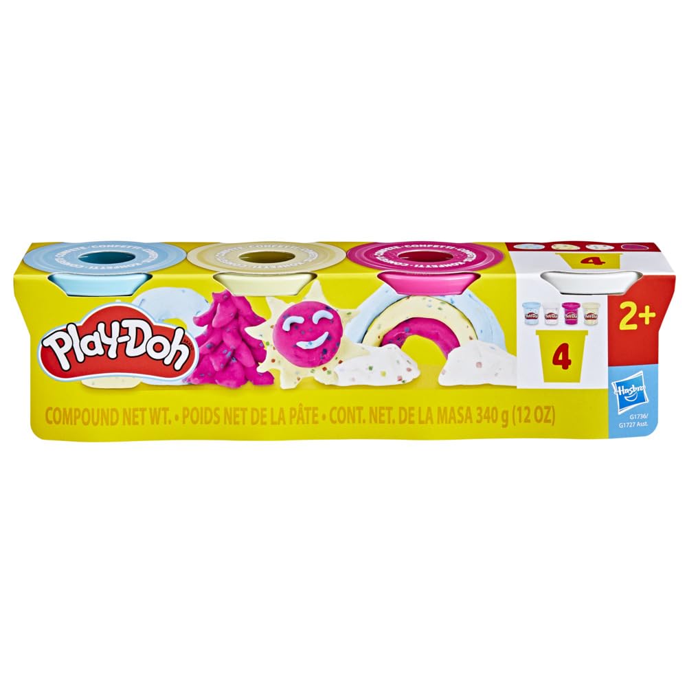 Play-Doh Confetti Putty white tin creates gentle shared art projects with classmates.
