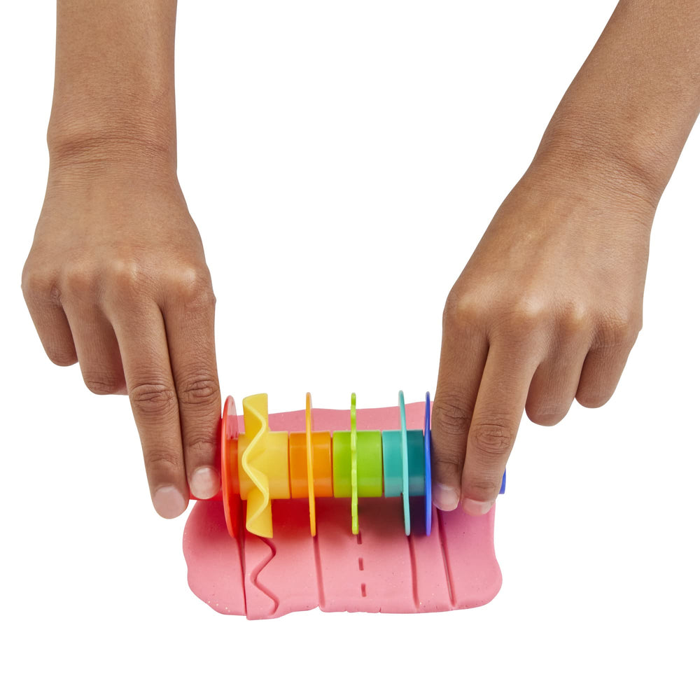 Play-Doh case lid doubles as a textured surface for on-the-go creativity.