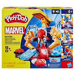 Play-Doh Iron Man armor with lights and sounds enhances immersive pretend play.