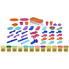 Play plate display keeps completed pretend dishes organized.