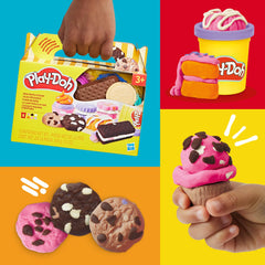 Play-Doh Little Bakery cake stampers decorate colorful pretend desserts