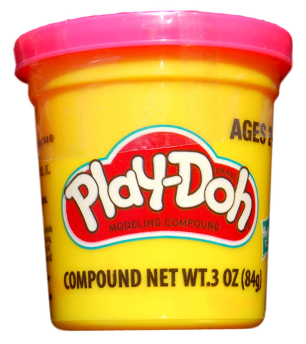 Play-Doh Pink 4-pack close-up shows soft, non-toxic dough ready to shape.