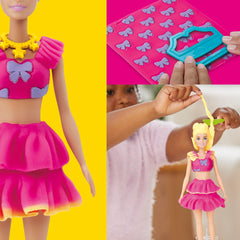 Ruffle maker tool adds decorative edges to Barbie dresses.