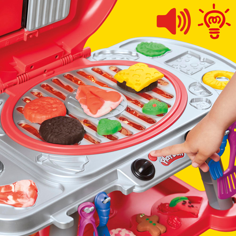 Play-Doh Sizzlin' Grill Playset color cans bring bold, mixable options for foods.