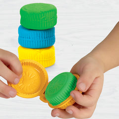 Play-Doh storage caddy with fold-out space keeps toys organized on the go.