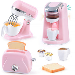 PLAY Kitchen coffee maker toy with lights and sounds for realistic breakfast play