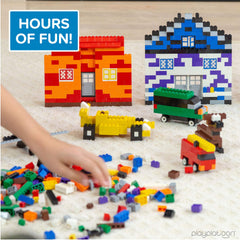 Play Platoon 400-piece windows-doors-roofs set durable pieces enable long play sessions.