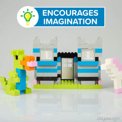Play Platoon 400-piece windows-doors-roofs set kid-friendly design invites shared imagination.