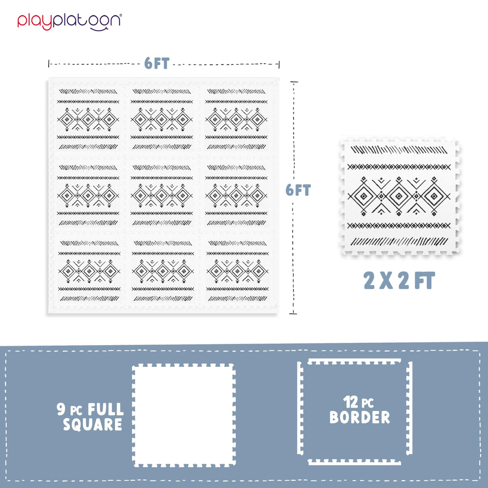Play Platoon boho pattern tiles close-up show stylish safety surface.