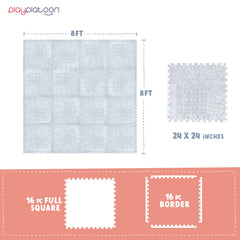 Play Platoon extra thick puzzle tiles in 96x96 inch layout offer comfortable cushioning for active kids.
