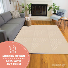 Neutral triangle pattern play area by Play Platoon suitable for any nursery or playroom