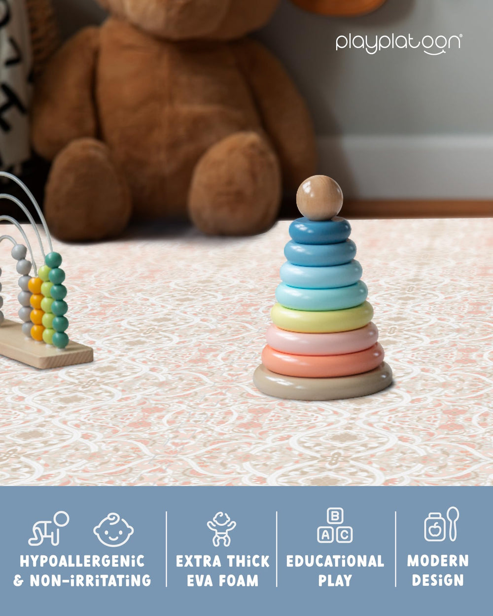 Play Platoon Petal tile is pet-friendly and easy to clean