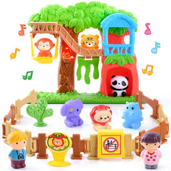 PLAY Safari animals figures set shown with jungle playground for imaginative play