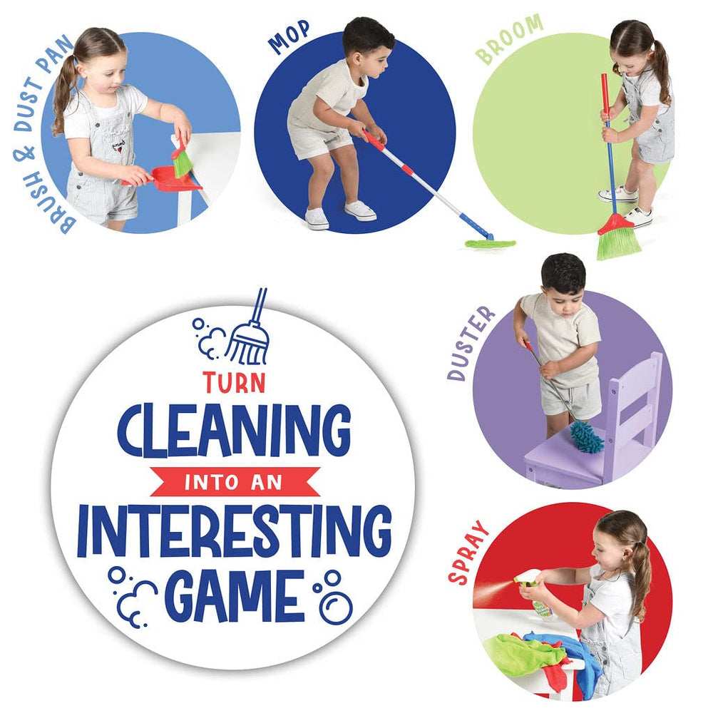Play22 foldable bucket keeps compact storage while kids practice cleaning play