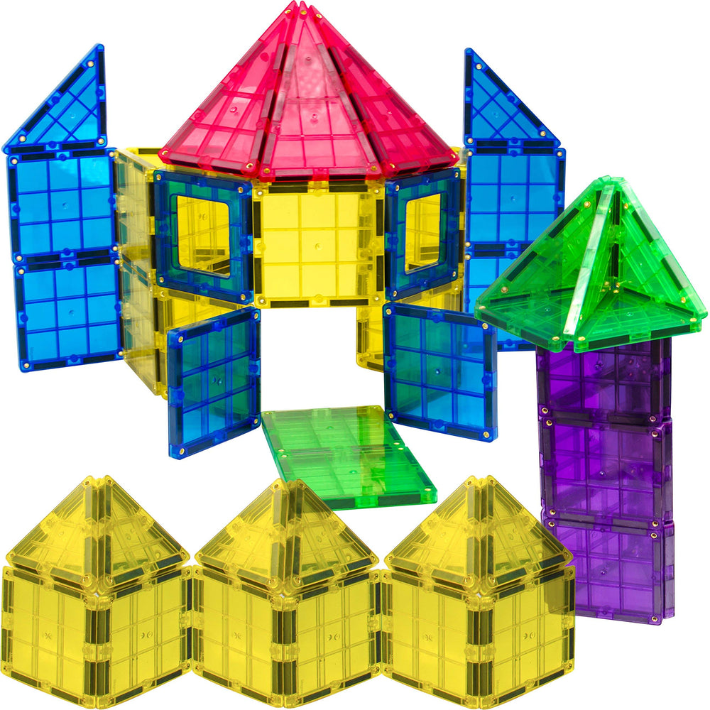 Play22 magnetic tiles educational toy set emphasizes safe, non-toxic magnets for constructive play.