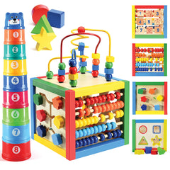 Play22 wooden cube is a safe toy for 1-year-olds and toddlers.