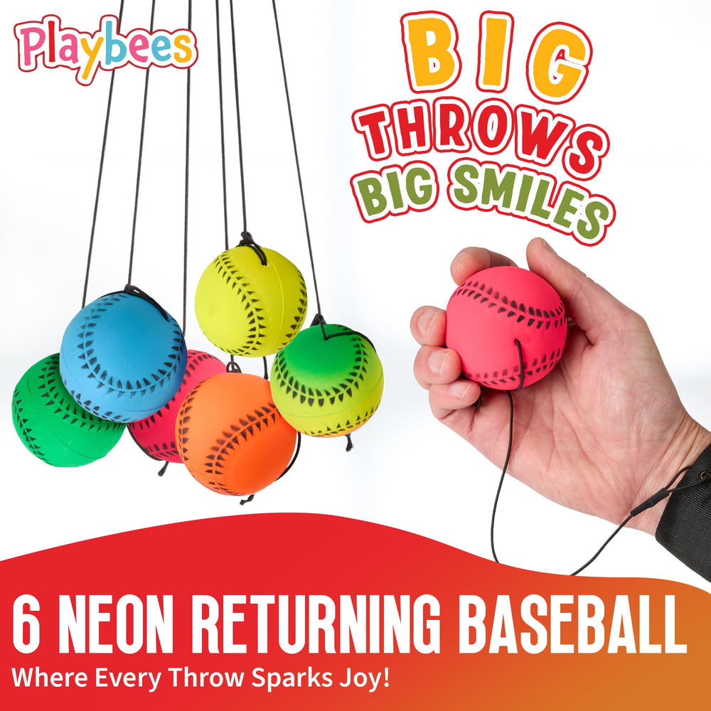 Playbees 2.25-inch balls with elastic cords for secure wrist-fit.