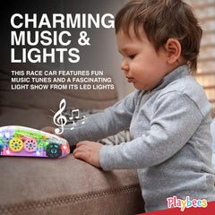 Playbees gears demonstrate cause-and-effect to support early fine motor skills.