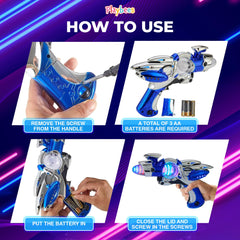Playbees blue ages-5plus blaster supports safe, creative play for kids.