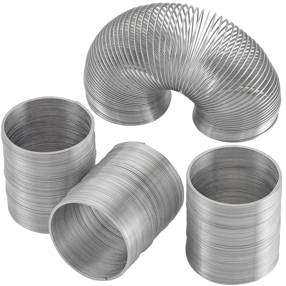 Playbees original metal coil slinky 4-pack offers durable, classic fun for all ages.