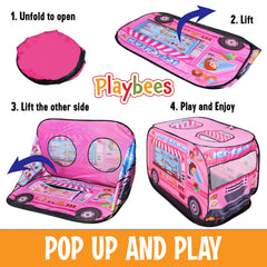 Playbees pop-up tent interior with ceiling openings invites cozy pretend play.