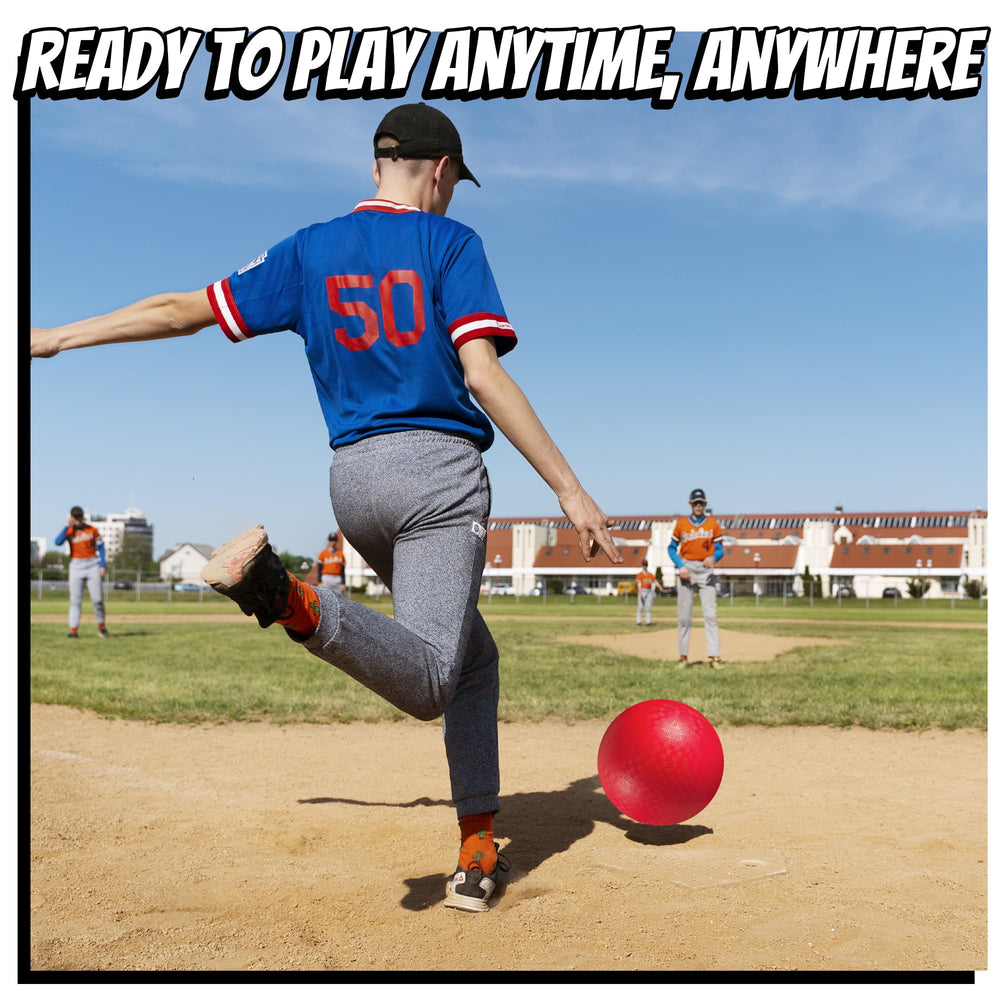 PlayBolt hand-pump included with 10-inch kickball for easy inflation at home.