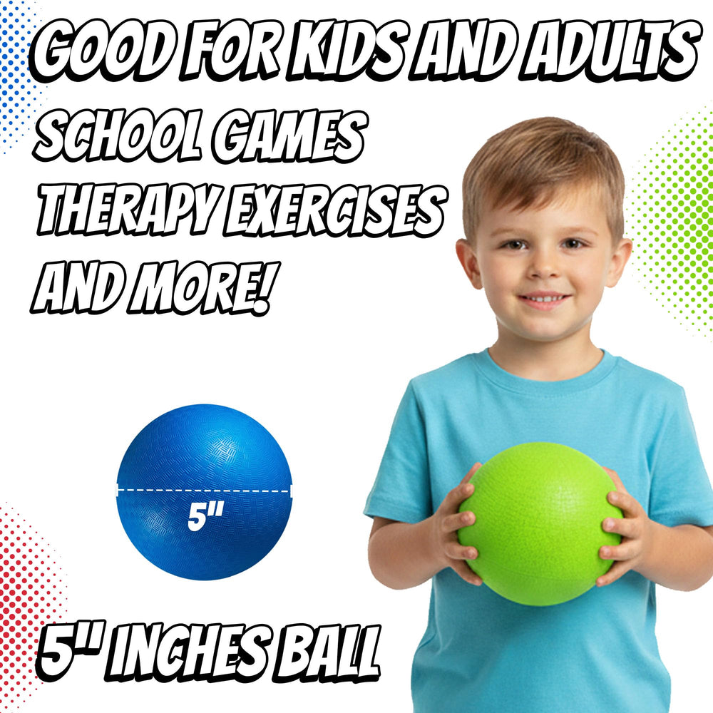 PlayBolt 5” playground ball green close-up highlights durable PVC for outdoor use.