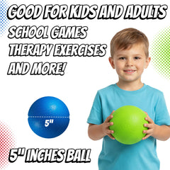 PlayBolt 5” playground ball green close-up highlights durable PVC for outdoor use.
