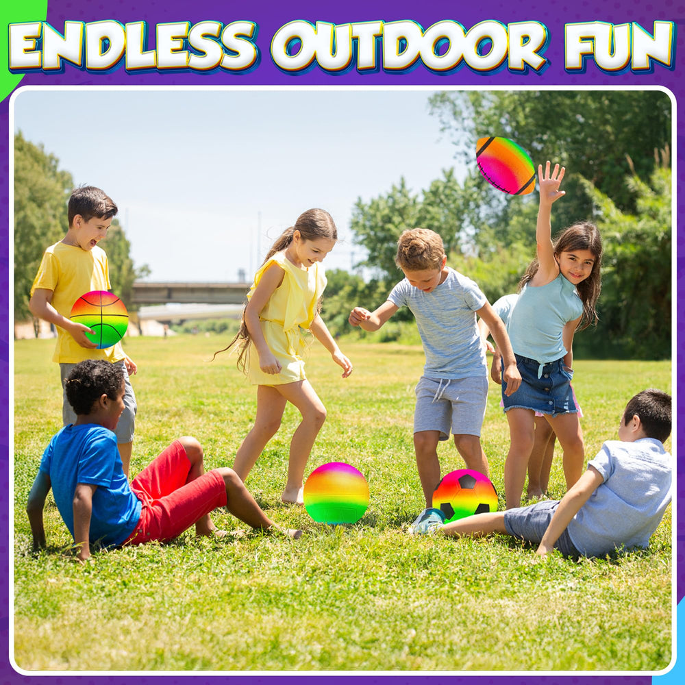 PlayBolt rainbow football 9in inflates to kid friendly size