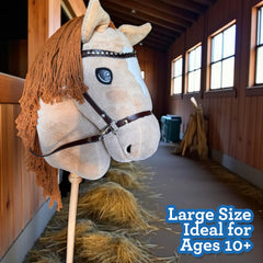 Playful Minds hobby horse long-maned head ideal for pretend riding.